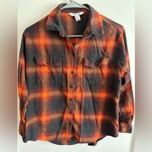 Orange and Gray Plaid Shirt